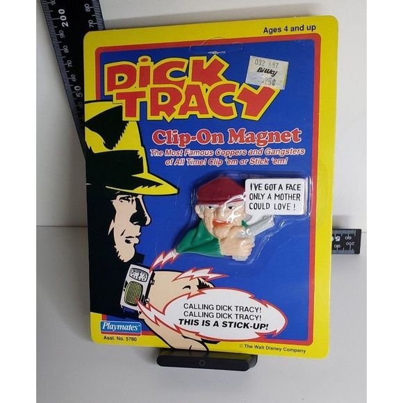 Vintage 1990 Dick Tracy STEVE THE TRAMP Disney Clip On Magnet On Card New - Picture 4 of 5